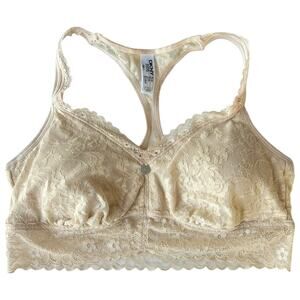 DKNY Lace Racerback Bralette Nude Beige Size L (NWOT)